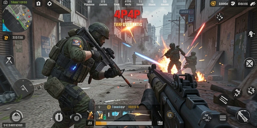 Gameplay mendebarkan dalam 4P4P dengan aksi tembak-tembakan seru.