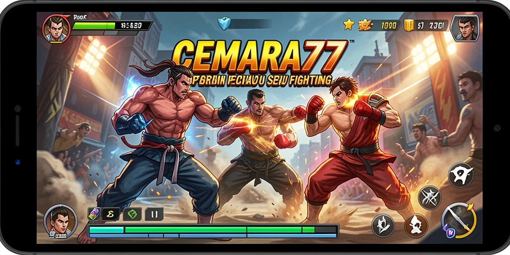 Screenshot dari gameplay seru CEMARA77 menampilkan pertarungan yang mendebarkan.