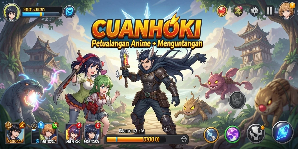 Gameplay CUANHOKI dengan karakter anime yang menarik.