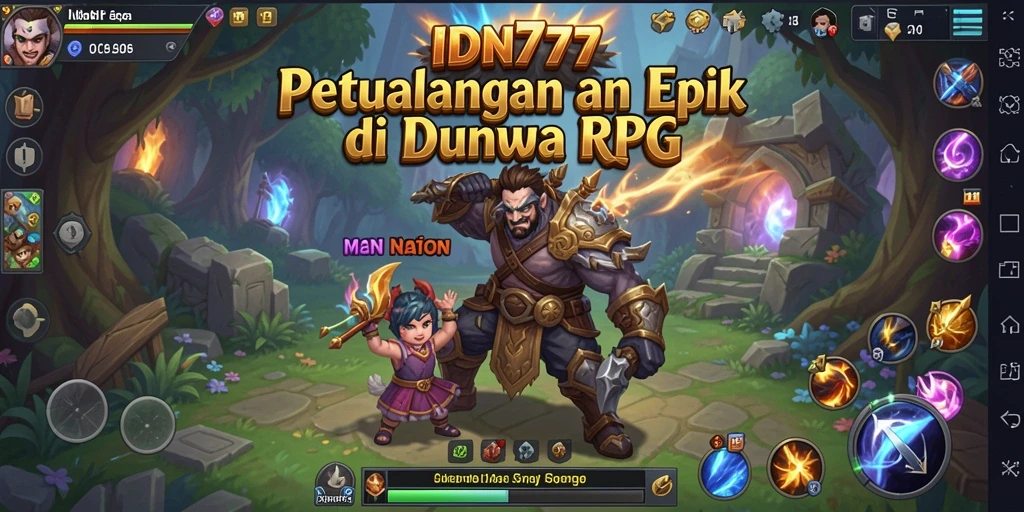 Tampilan seru dari gameplay RPG IDN777 dengan karakter dan monster.