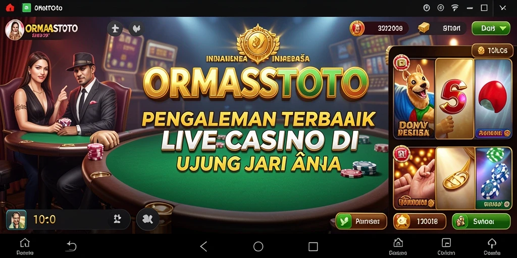Screenshot gameplay ORMASSTOTO menampilkan dealer langsung yang profesional dan suasana kasino yang mendebarkan.