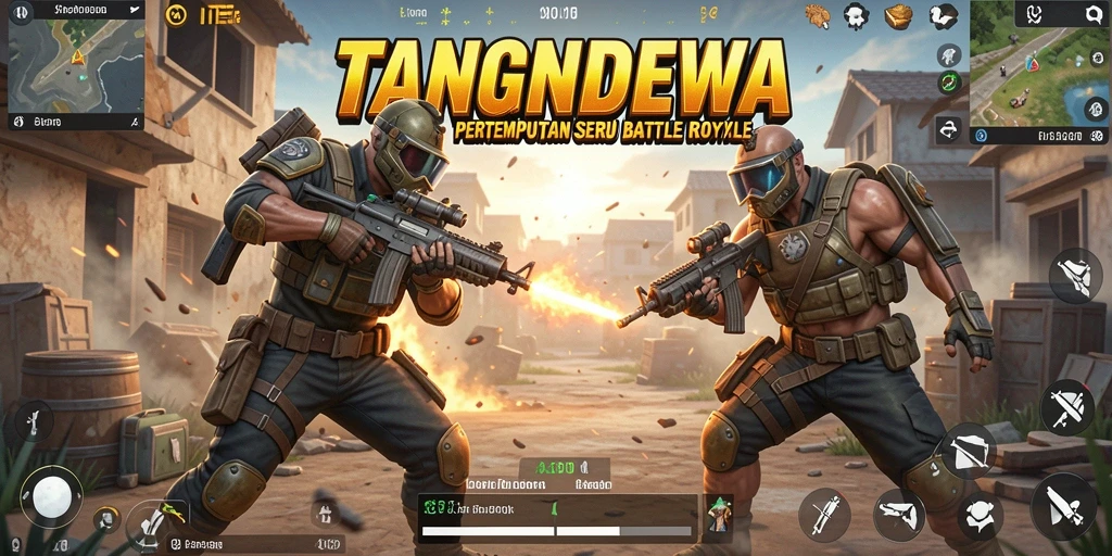 Screenshot TANGANDEWA menampilkan aksi pertarungan Battle Royale yang intens.